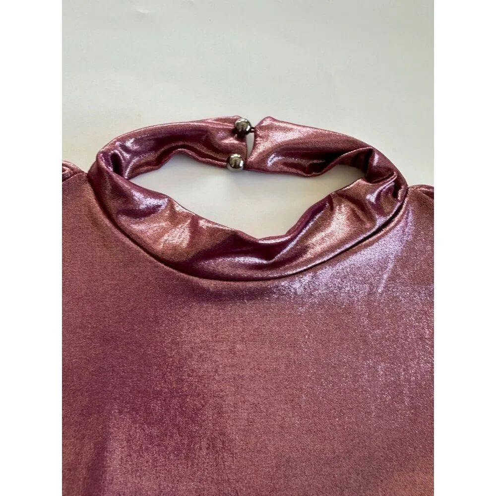 Anthropologie XS Cowl-Neck Liquid Shine Top Party Festival - Picture 6 of 9